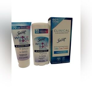 Secret Deodorant Bundle of 3 products in Completely Clean Scent